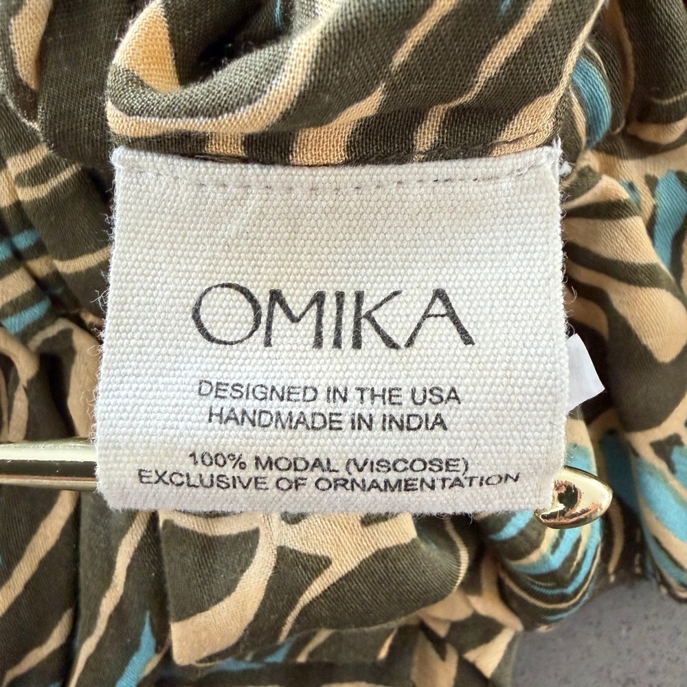 Omika Anthropologie One Shoulder Peplum Blouse M Green Floral Resortwear Luxury - Picture 4 of 7
